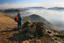 07-1103 Hill Walker Enjoying the View Over Whiteless Edge from Grasmoor, Lake District, Cumbria